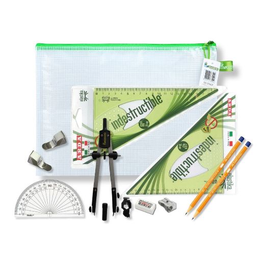 Picture of Pouch Bag with Pen Holder Compass, Clips & Elastika Set Square