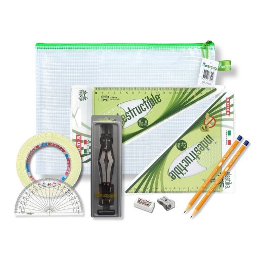 Picture of Pouch Bag with 2 Part Compass, Tape & Elastika Set Square