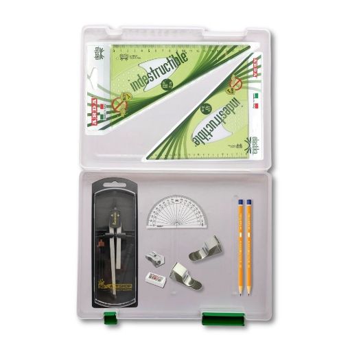 Picture of Tuff Box with Clutch Pencil Compass, Clips & Elastika Set Square
