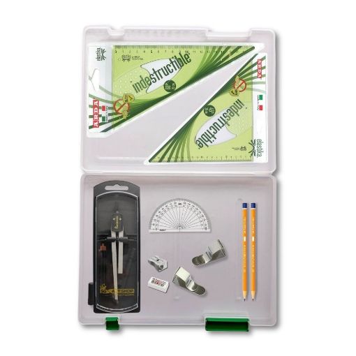 Picture of Tuff Box with Clutch Pencil Compass, Tape & Elastika Set Square