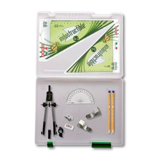 Picture of Tuff Box with Pen Holder Compass, Clips & Elastika Set Square