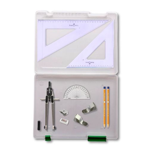 Picture of Tuff Box with Clips & Faber Castell Set Square