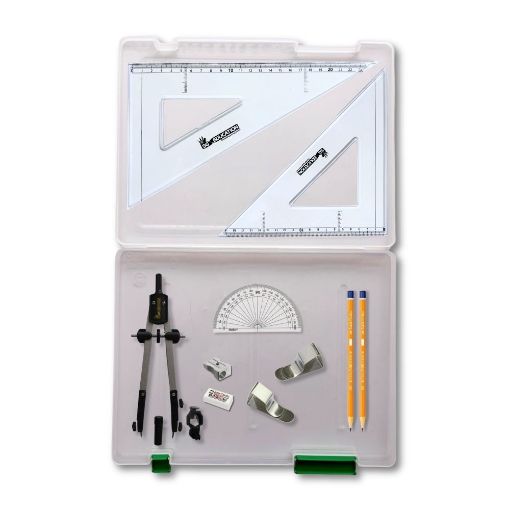 Picture of Tuff Box with Pen Holder Compass, Clips & SG Set Square