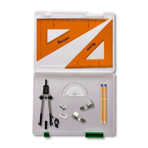 Picture of Tuff Box with Pen Holder Compass, Clips & SG Strong Set Square