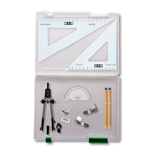 Picture of Tuff Box with Clutch Pencil Compass, Clips & SG Set Square (0 at Edge)