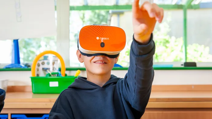 Student using a ClassVR Xplorer headset in the classroom